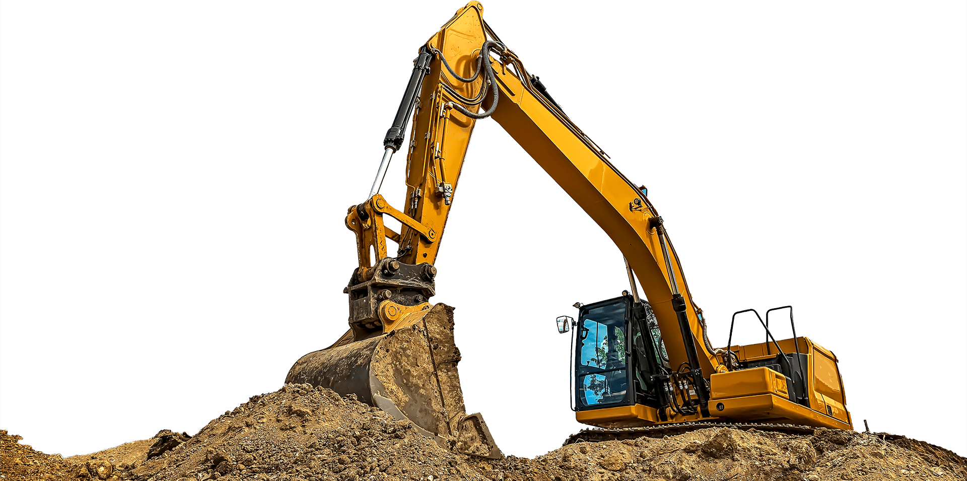 Excavator on Pile of Dirt